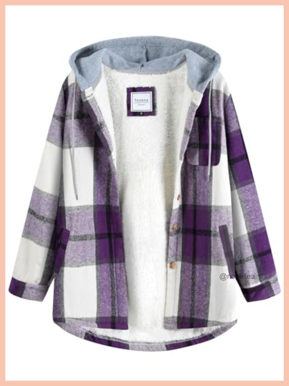 Sherpa Lined Plaid Shacket Hooded Fleece Jacket